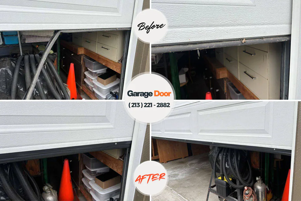 Before and after: garage door repair New Town, ND